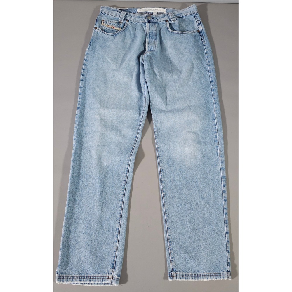 Diesel Saddle Jeans Mens 36 Light Blue Straight Leg Button Fly Denim
